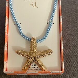 Piper K Gold Starfish Blue Rope Pendant Necklace